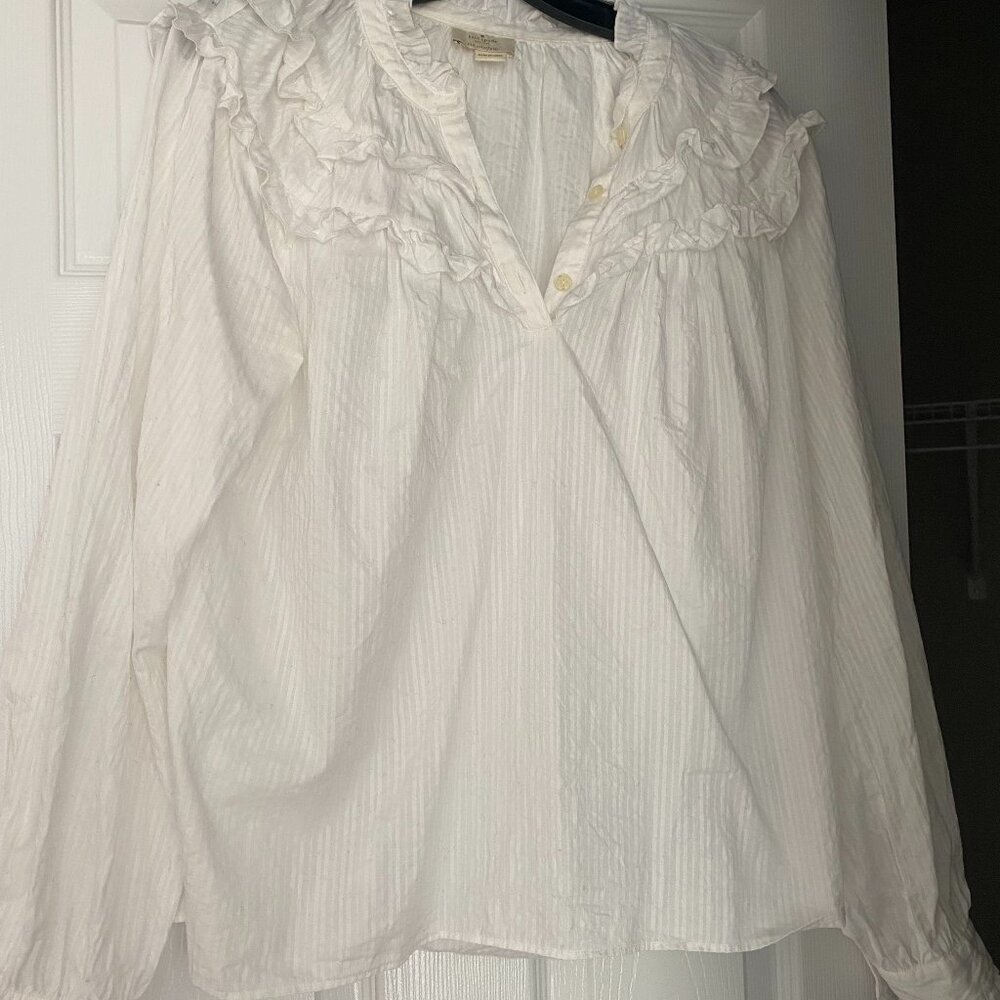 Kate Spade White Ruffled Blouse One Size